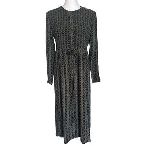 Vintage Karin Stevens Smocked Dress Women’s Size 10 Green Cottagecore Prairie